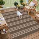 PureCozy Striped Easy Jute 3x5 Outdoor Patio Rug Brown Washable Area Rugs for Entryway Indoor Outdoor Living Room Carpet Non Slip Office Farmhouse Neutral Door Mat for Backyard Balcony Porch Bedroom