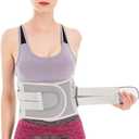 Lumbar Support Belt Lumbar Brace Widen Support Bar Belt,Orthopedic Waist Brace Back Lumbar Support Belt Ease Pains for Men Women Back Braces (Color : Silver, Size : Medium)