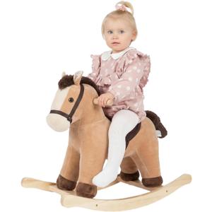 Rock My Baby Rocking Horse, Rocking Animal with Realistic Sound, Stuffed Rocker for Toddlers 18M+, Soft Filling Ride on Pony, Light Brown Horse, CPC Certified, Large