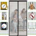 Door Screen Magnetic Closure Fits Door Size 36 x 96, Screen Size 38" x 97", Fiberglass Mesh Curtain with Magnets Heavy Duty, Black