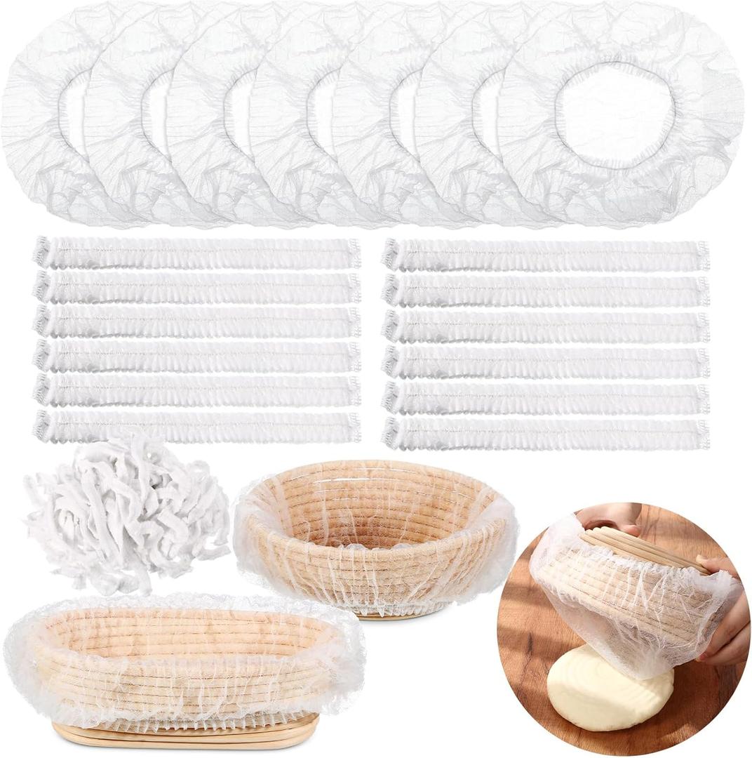 100 Pcs Banneton Liner Bread Proofing Basket Covers Non Woven Liner Non Stick Dough Bowl Covers for Bread Proofing Disposable for Rising Sourdough Supplies