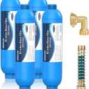 4 Packs of RV Inline/Marine Water Filter With Flexible Hose Protector, NSF Certified, Dedicated for Gardening, RVs, Campers, Trailer, Compatible with 40043 KDF Filter