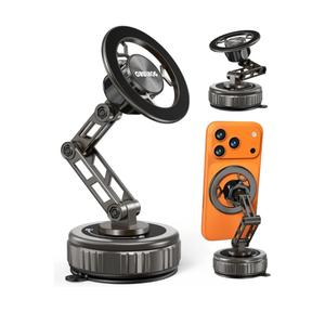 Car Phone Holder,3-AXIS Telescopic Arm Magnetic Phone Mount, 360° Rotatable & Adjustable & Foldable Vacuum Suction Phone Stand,Phone Holders for Your Car/Dashboard/Windshield/Gym/Mirror