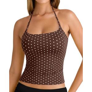 SUUKSESS Women Halter Double Lined Tank Top Backless Going Out Camisole Crop Top, S