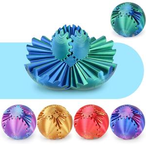 Gear Ball 3D Printed Spin Ball or Cube Fidget Toy,Gear Sphere Fidget Toy,for Stress and Anxiety Relief, Stress Ball GearSphere Desk Toy for Kids (Blue Green)