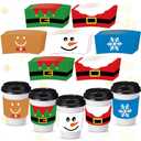 Sliner 200 Pack Christmas Coffee Cup Sleeves Disposable Paper Cup Sleeves Double Layer Covers for 12 16 oz Coffee Cups Home Office Xmas Party Hot Cold Beverage Supplies Xmas Party Decoration(Lovely)