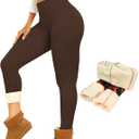 Thermal Thick Fleece Lined Leggings -High Waisted Warm Winter Yoga Pants for Women Running Workout Leggings (Medium, B-brown)