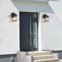 classy leaves Outdoor Wall Lights, Exterior Wall Sconces Light Fixtures with Textured Glass, Black Gold Water and Anti-Rust Rectangle Porch Light for House, Front Door, Patio, Garage