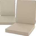 Outdoor Chair Cushions, Water-Resistant & Fade-Resistant, Patio Furniture Lawn Dining Chair Seat Replacement with Mid Back, Ties Zipper, Removable Cover, 18 x 16.5 Inch, Set of 2, Natural