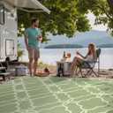 Ashler Sage Green Outdoor Plastic Straw Rug Waterproof for Patio, Clearance Reversible Camping Mats, 9x12 Large Outdoor Area Rugs with Carrying Bag, for RV, Picnic, Backyard, Indoor