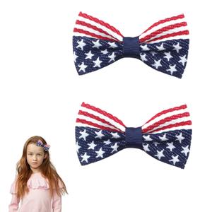 Independence Day Hair Clips Patriotic American Flag Hair Bows, Fashionable High-End 4th of July Hair Clips Independence Day Hair Accessories for Baby Girls 2PCS (1 Count (Pack of 1))