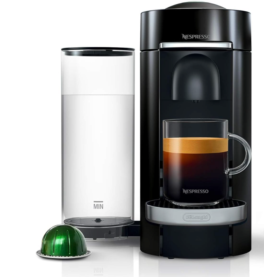Nespresso VertuoPlus Deluxe Coffee and Espresso Machine by De'Longhi, 37 Oz, Black