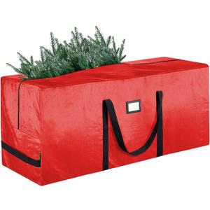 BALEINE 7.5 ft Christmas Tree Storage Bag, Heavy Duty Extra Large Artificial Christmas Tree Bag with Reinforced Handles and Dual Zippers Wide Opening (Red, 7.5 ft)