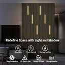 HAMRVL Black LED Recessed Lighting Kit - 6 PCS 16-Inch 3000k Dimmable Warm White LED Lights with Touch Switch, Wall Panel Light for Wood Slat Wall Panels, Headboards, Stairs, Under Cabinet, Home Decor