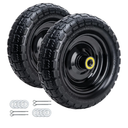 10" Solid Rubber Tires, 4.10/3.50-4 Tire and Wheel Flat Free, 2-Pack with 3/4" Bearings, 2.17"Offset Hub for GOR Garden Cart, Wheelbarrow, Trolleys, Hand Trucks & Yard Trailers