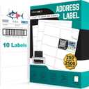 2x4 Labels Sticker Paper - 2500 Address Labels (250 Sheets) for Laser/Inkjet Printer Matte White Blank Labels on 8.5x11 Inch for Mailing, Shipping, and Organizing