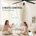 72 Inch Black Smart Ceiling Fan with Light and WIFI Alexa APP Controls