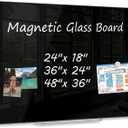 Black Dry Erase Board, 24" x 18" Magnetic Large Black Glass Board Frameless Wall Mounted Glass Whiteboard for Office, School & Home with 1 Acrylic Marker Tray & 3 Strong Magnets