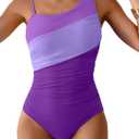 One Shoulder One Piece Swimsuit for Women Tummy Control Bathing Suits Color Block Ruched Swim Suit Slimming Swimwear (Medium)