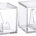 Clear Acrylic Championship Ring Display Case, Acrylic Easel Display Stand Box and Stand Holder, Clear Ring Souvenir Collectables Display Case Holder Box for Rings Medals Chips Crystal, 2Pcs