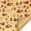 Christmas Wrapping Paper 5 Sheets - 19.7x29.9 Inch Kraft Gift Wrap with Santa, Tree, Snowflakes for Holiday Gifts & Xmas Decor