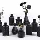 TBWIND 12pcs Glass Black Bud Vases Set, Small Vases for Flowers, Bud Vase for Centerpieces in Bulk, Mini Vintage Vase for Rustic Wedding Decorations, Office and Home Table Flower Décor