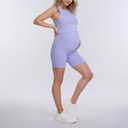 Motherhood Maternity Womens Ribbed Crop Racerback Pregnancy Workout Tank Top (Large, Sweet Lavender)