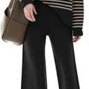 ETCYY NEW Womens Elegant Lounge Sets Knitted Sweatsuit Sets 2 Piece Outfits with Sweater Tops and Wide Leg Sweatpants (Large, Striped-black)