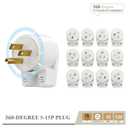 Right Angle Nema 5-15P 15A 125V AC Plug, [ETL] Easy Assembly 90 Degree USA Canada Male DIY Rewirable 12 Directions Adjustable AC Connector White 5-Pack AD0176-5