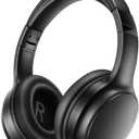 Bingozones A10 Noise Cancelling Headphones Wireless, Black Bluetooth Headset with Mic, Bluetooth 5.3, HiFi Stereo Sound, Deep Bass, 20+H Playtime, Lightweight On Ear Wired Headphones for Tablet/PC