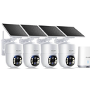 SOLIOM- 5MP Security Cameras Wireless Outdoor, No Subscription, 4-Cam Pack, Solar Powered Home Security Camera with 360° Auto Tracking, Pan & Tilt, 3K Color Night Vision, 5G & 2.4G Router Compatible