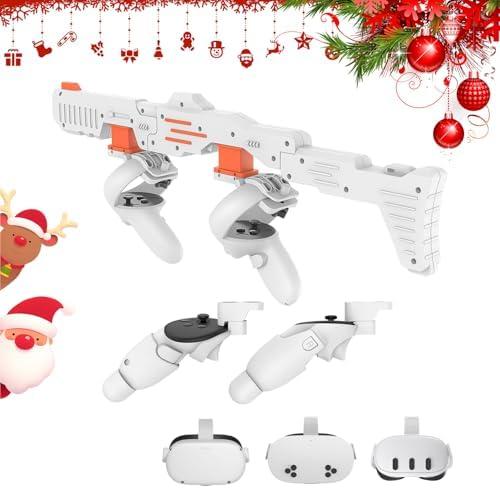 Relohas VR Handle Accessories for Meta Quest 2,3,3S, Gun Stock for Oculus Quest, Weighted Controller Grips, Enhance Realistic FPS Gaming Experience (Orange)
