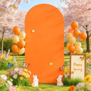 6FT Orange Arch Backdrop Cover, Spandex Fitted Wedding Arch Stand Covers Round Top Chiara Backdrop Cover for Thanksgiving Birthday Party Ceremony Banquet Decoration