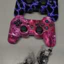 Wireless Controller for PS-3 Motion Sense Double Vibration Upgraded Gaming Remote for Play 3 with Charging Cord (Blue+Purple) (Blue and Pruple)