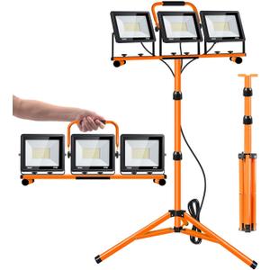 21000 Lumen Work Lights with Stand, 3 Adjustable Head LED Work Light, with Adjustable and Foldable Tripod Stand, Waterproof Lamp with Individual Switch with 6500 Kelvin Color Temperature