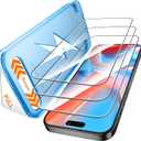 Mkeke for iPhone 15 Pro Screen Protector 3 Pack, [9H+ Hardness] [Military-Grade Drop Protection] [Sensitive Touch] [Easy Installation] [HD Clear] Full Edge Coverage Tempered Glass