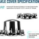 2 Front and 4 Rear Axle Wheel Covers 33mm Axle Cover Dome Chromed Thread-On Standart Lug Nut Covers with Removable Hub Caps for Semi Truck (Installation Tool Included)