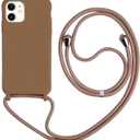 Silicone Phone Case for iPhone Xs Max Case with Cell Phone Lanyard, Adjustable Neck Strap for iPhone Xs Max 6.5'' Crossbody Case with Strap for Women (Brown)