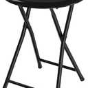 Folding Stool - Backless 18-Inch Stool with 225lb Capacity for Kitchen or Rec Room - Portable Indoor Counter Bar Stools by Lavish Home (Black)