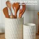 Utensil Holder, 7.5"+5.3" Ceramic Kitchen Utensil Holder for Countertop, Large Cooking Utensil Crock for Kitchen Counter, Set of 2, Beige