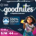 Goodnites Girls' Nighttime Bedwetting Underwear, Size S/M (43-68 lbs), 44 Ct (2 Packs of 22)