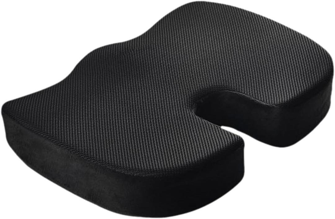 Car Seat Cushion, Ergonomic Memory Foam Airplane Seat Cushion for Sciatica & Coccyx & Tailbone Pain Relief,Chair Pillow,Butt Cushion for Car Drivers,Long Sitting Office Workers (Black)
