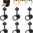 CLOUDY BAY LED Track Lighting Heads,3000K/4000K/5000K Selectable,Dimmable 8W,CRI90+ True Color Rendering Adjustable Tilt Angle Track Light, Black, Halo Type, Pack of 6