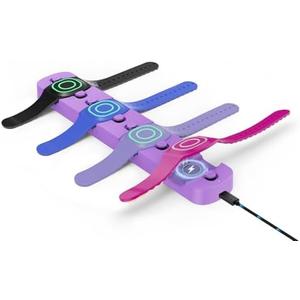 Doohoeek Charging Station for MagicBand+ Plus Magic Band, 4-in-1 Charger Portable for Disneyland MagicBand Plus, 90 Min Full Charging Dock for Magic Band+ Disney-World Family (Purple, 4-Slot)