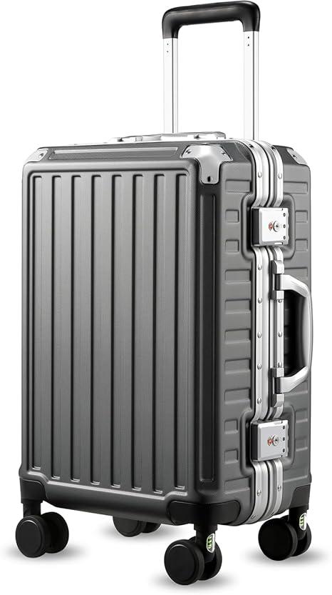 LUGGEX Carry On Luggage with Spinner Wheels, 20 Inch Aluminum Frame Zipperless Polycarbonate Hard Shell Suitcase, Charcoal Metallic LUGGEX Carry On Luggage with Spinner Wheels, 20 Inch Aluminum Frame Zipperless Polycarbonate Hard Shell Suitcase, Charcoal Metallic