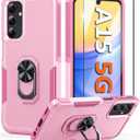 FNTCASE for Samsung Galaxy A15-5G Case: Dual Layer Shockproof Protective Cell Phone Cover with Magnetic Kickstand | Military Grade Drop Proof Protection | Hybrid Matte Textured Rugged Hard Phonecase (Rose Pink)