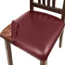 Pu Leather Dining Chair Seat Covers Set of 4, Waterproof Kitchen Chair Covers Stretch Chair Cover for Kitchen/Dining Room/Hotel, Tasteless seat Covers for Chairs (Wine Red - 4 PCS)