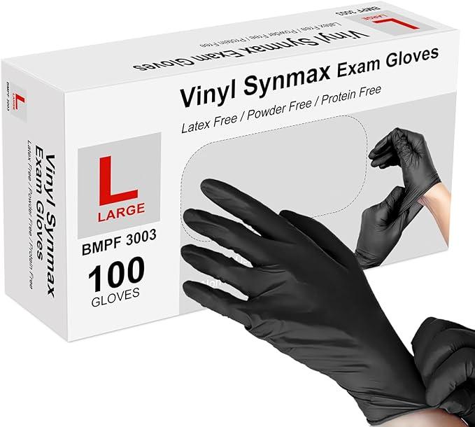squish Disposable Gloves Black, 100 Count 4 mil Vinyl Gloves Exam Glove Latex Free Powder-Free Cleaning Rubber Glove for Kitchen Cooking Cleaning Food Handling(X-Large)