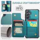 Vinich for Samsung Galaxy S25 FE Wallet Case with Card Holder, RFID Blocking Credit Slots Kickstand Shockproof Phone Cover Fit for Galaxy S25 FE 6.7" Bluish Green
