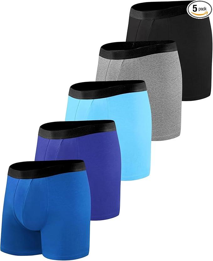 BEENIUBEE Incontinence Underwear for Men 150ML Absorbent Washable Reusable Heavy Flow Bladder Cotton Leak Proof Protective Boxer Briefs 5 Pack (Multicolor01, XLarge)